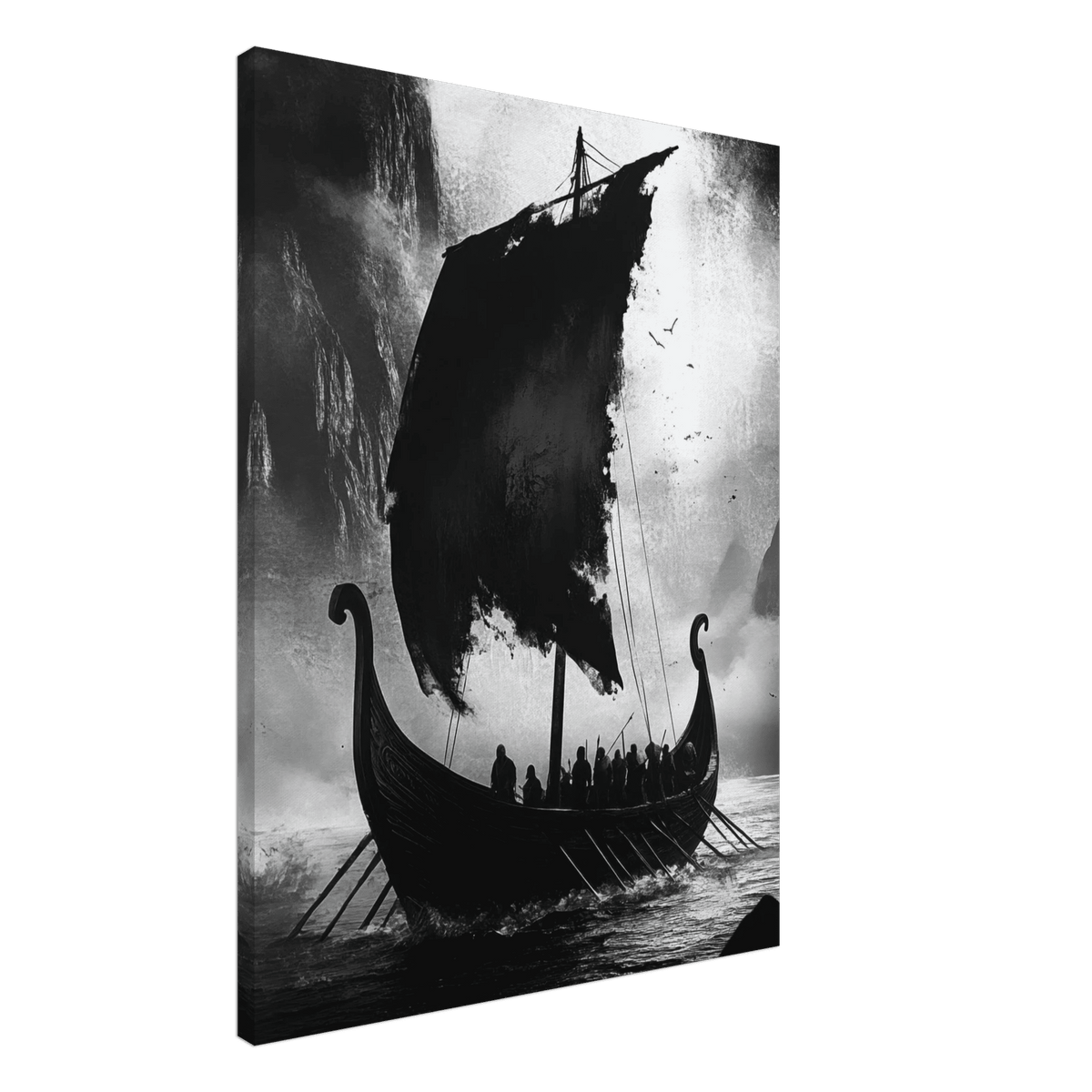 The Ghostly Viking Longship Dark Nordic Ink Met - Shop Ai Art WebShop - Digital Art online Store