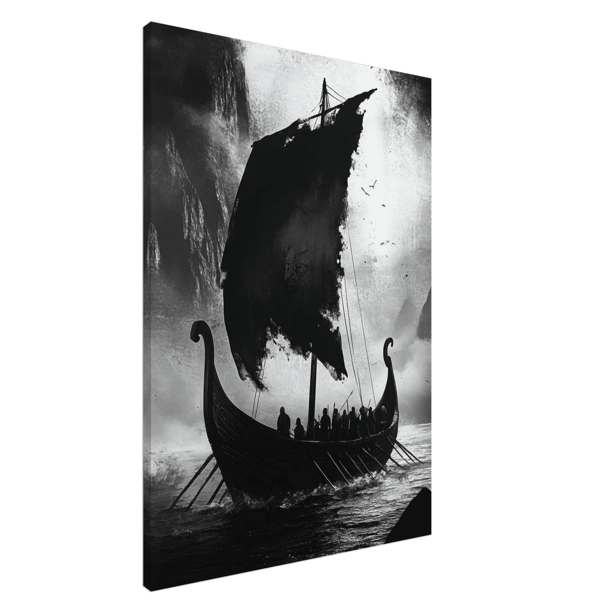 The Ghostly Viking Longship Dark Nordic Ink Met - Shop Ai Art WebShop - Digital Art online Store