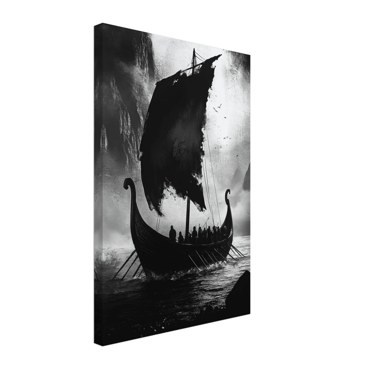 The Ghostly Viking Longship Dark Nordic Ink Met - Shop Ai Art WebShop - Digital Art online Store