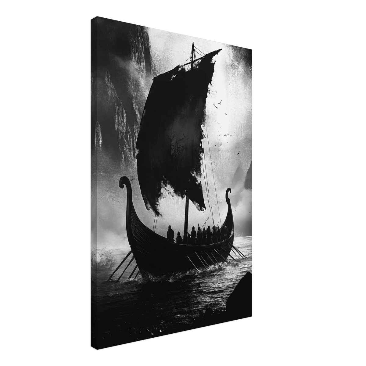 The Ghostly Viking Longship Dark Nordic Ink Met - Shop Ai Art WebShop - Digital Art online Store
