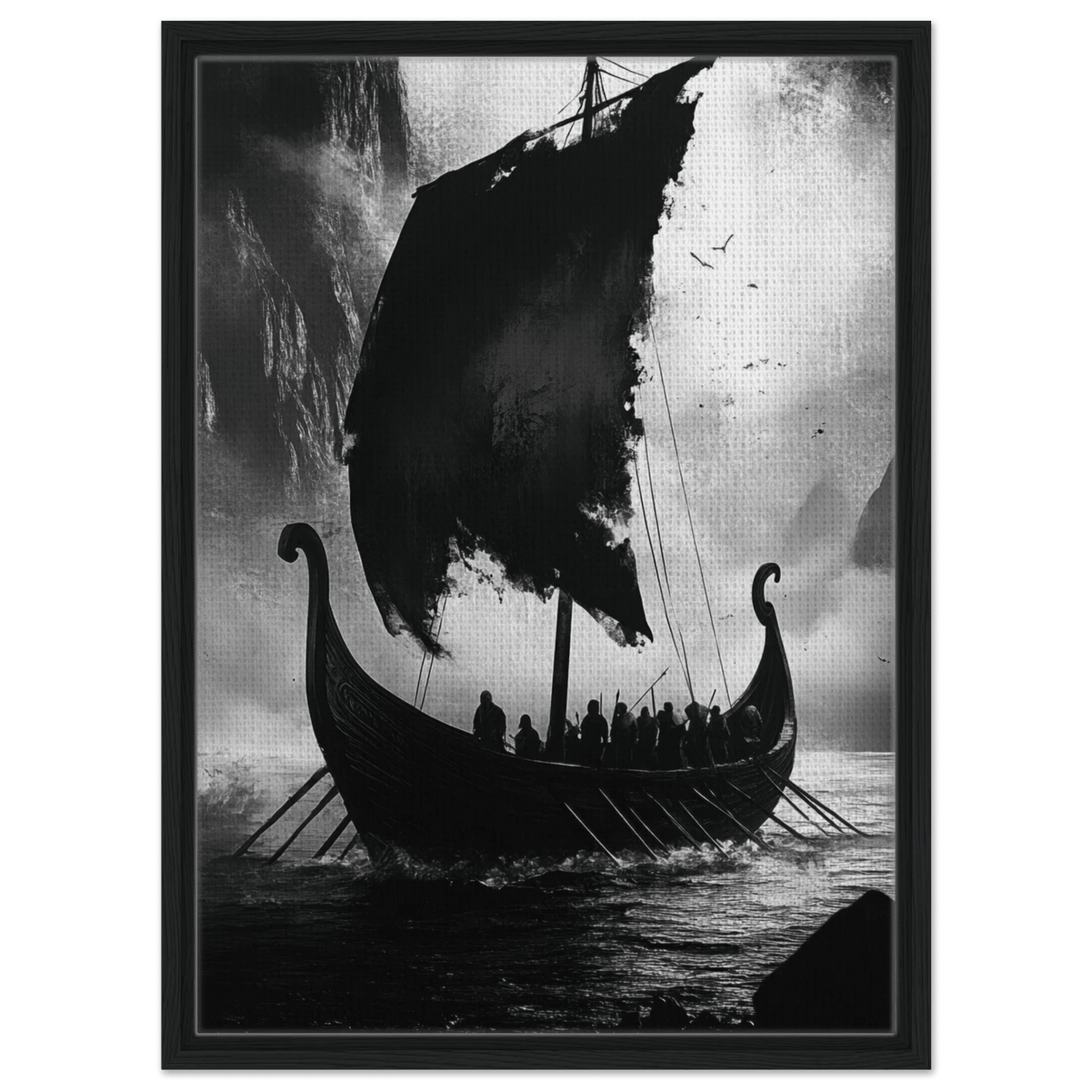 The Ghostly Viking Longship Dark Nordic Ink Met - Shop Ai Art WebShop - Digital Art online Store