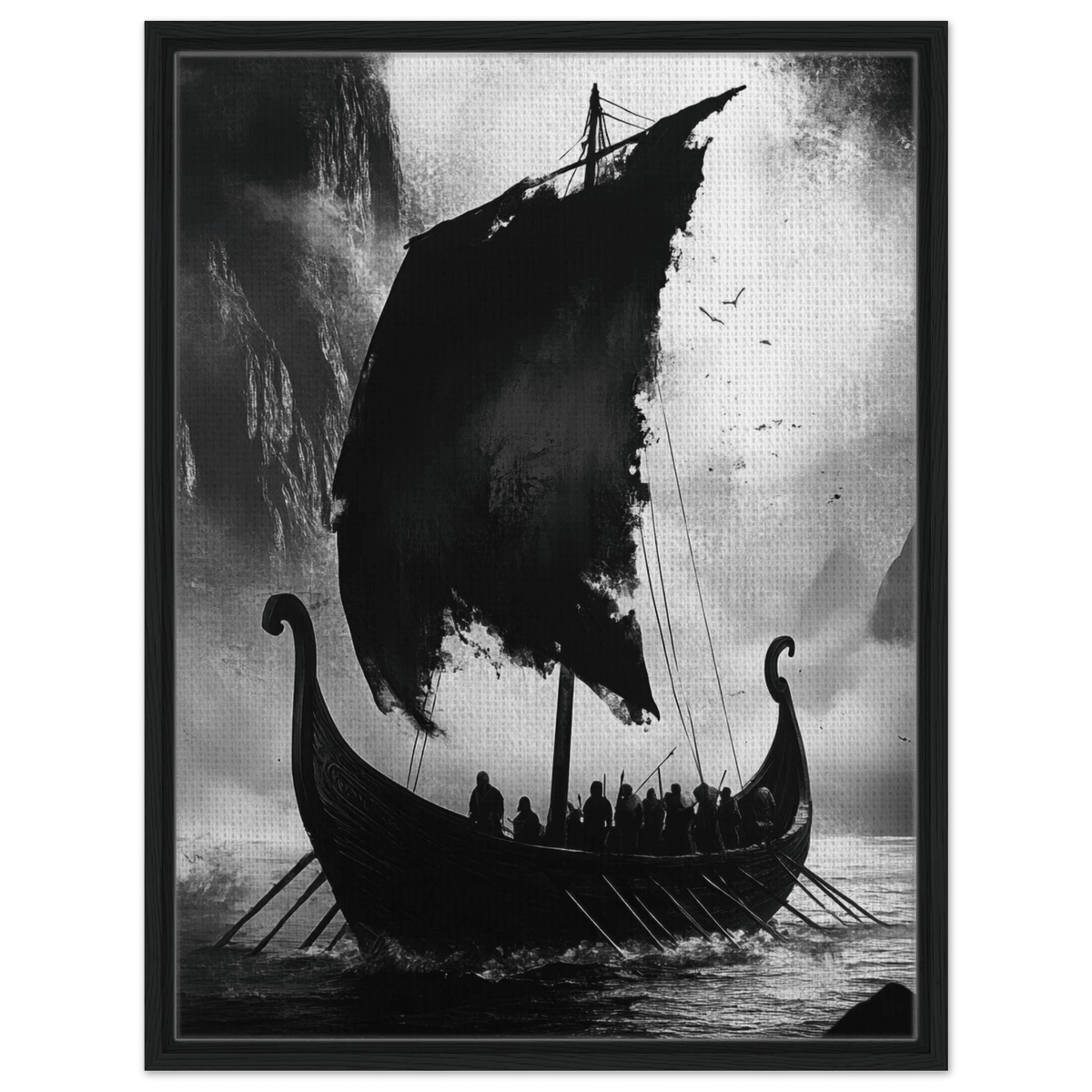 The Ghostly Viking Longship Dark Nordic Ink Met - Shop Ai Art WebShop - Digital Art online Store