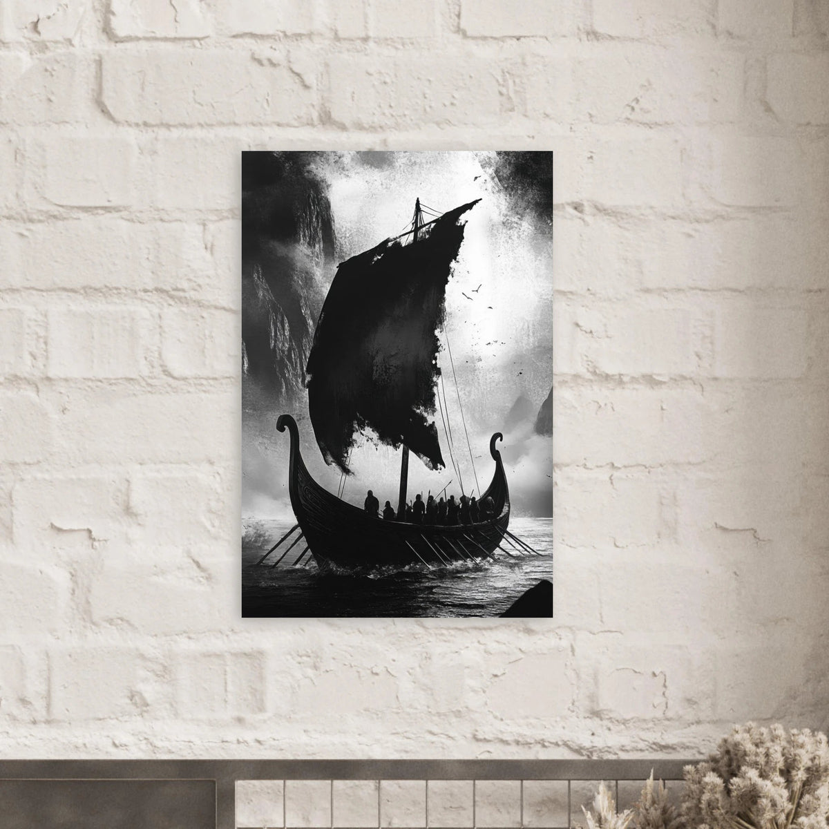 The Ghostly Viking Longship Dark Nordic Ink Met - Shop Ai Art WebShop - Digital Art online Store