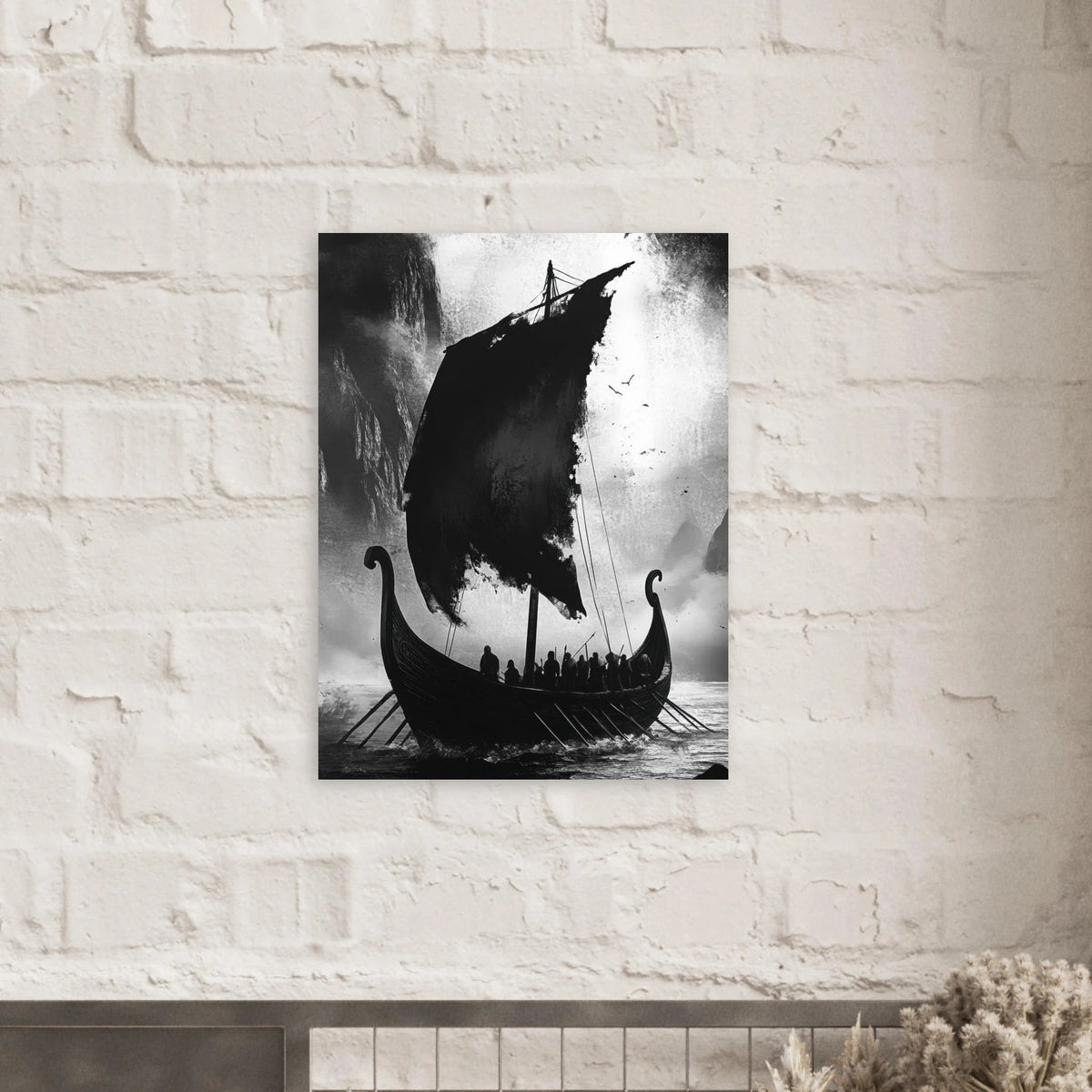 The Ghostly Viking Longship Dark Nordic Ink Met - Shop Ai Art WebShop - Digital Art online Store