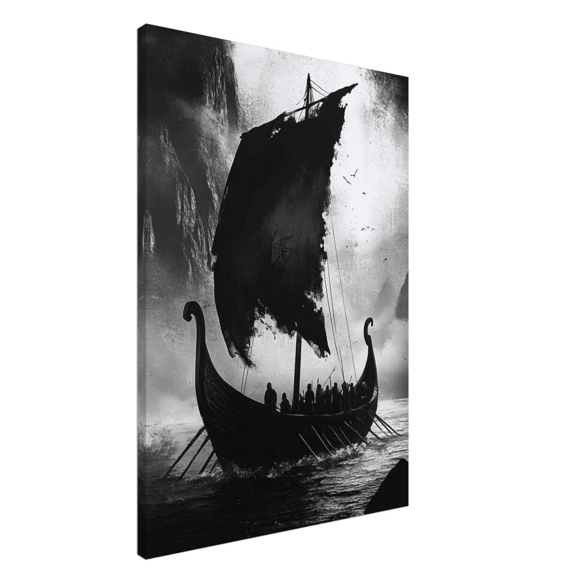 The Ghostly Viking Longship Dark Nordic Ink Met - Shop Ai Art WebShop - Digital Art online Store