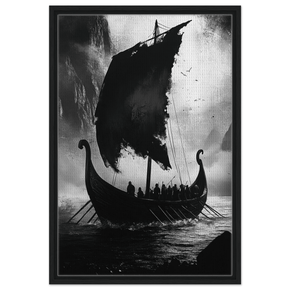 The Ghostly Viking Longship Dark Nordic Ink Met - Shop Ai Art WebShop - Digital Art online Store