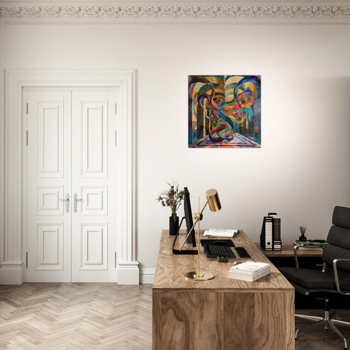 The Hall of Serpentine Whispers abstract art style - Shop Ai Art WebShop - Digital Art online Store