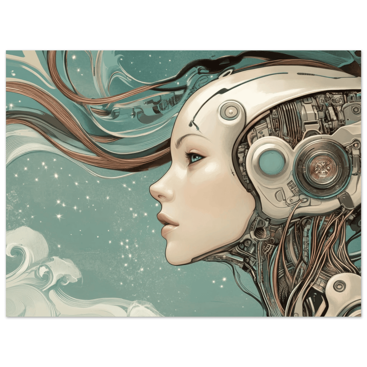 The Mechanical Siren A portrait of an android - Shop Ai Art WebShop - Digital Art online Store
