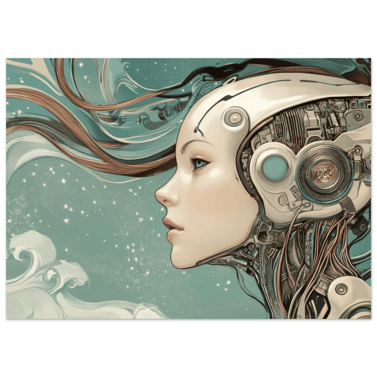 The Mechanical Siren A portrait of an android - Shop Ai Art WebShop - Digital Art online Store