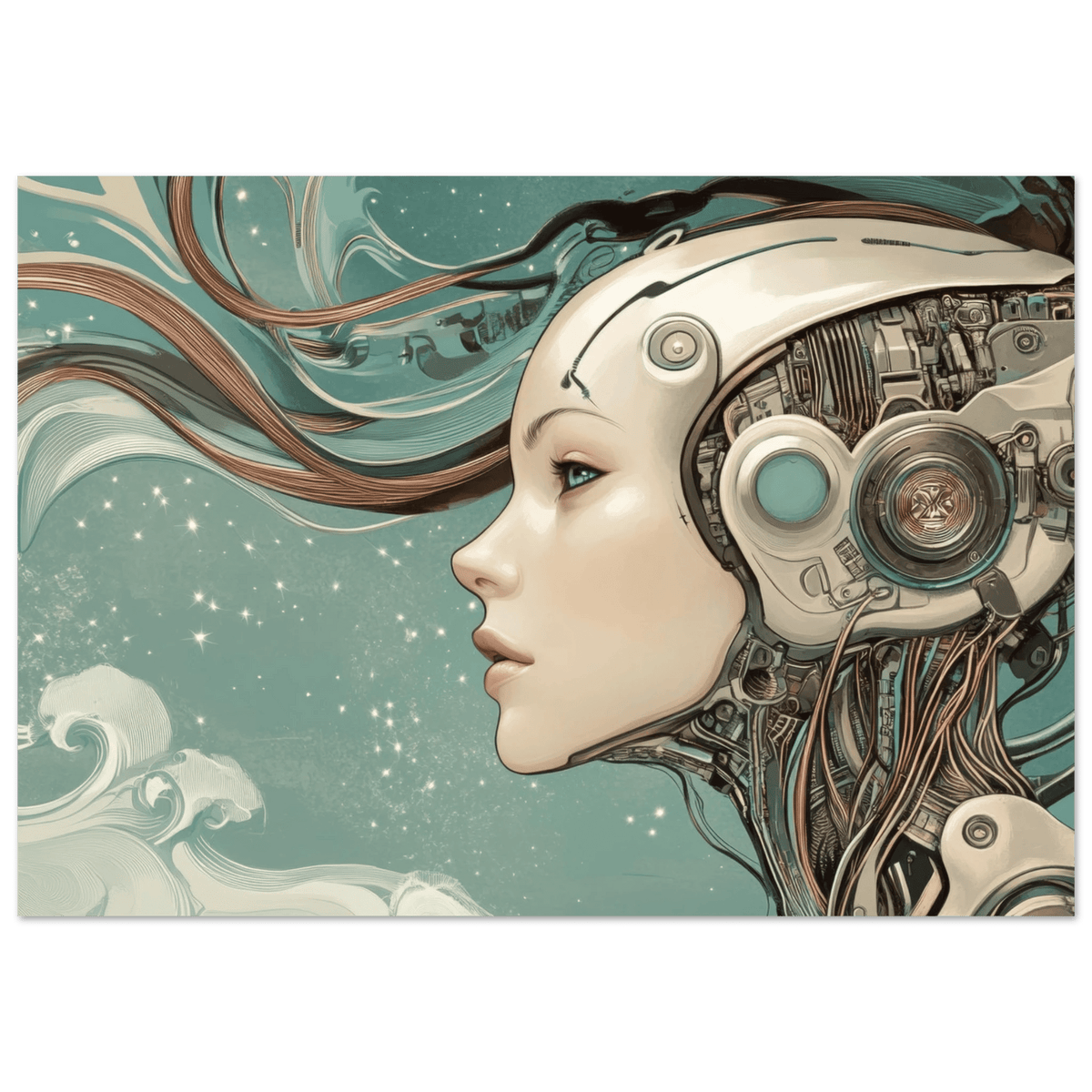 The Mechanical Siren A portrait of an android - Shop Ai Art WebShop - Digital Art online Store