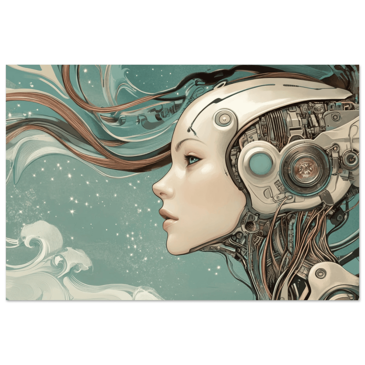 The Mechanical Siren A portrait of an android - Shop Ai Art WebShop - Digital Art online Store