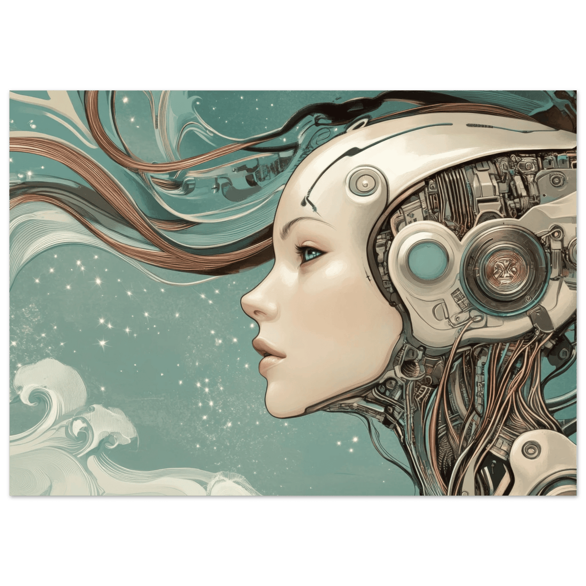 The Mechanical Siren A portrait of an android - Shop Ai Art WebShop - Digital Art online Store