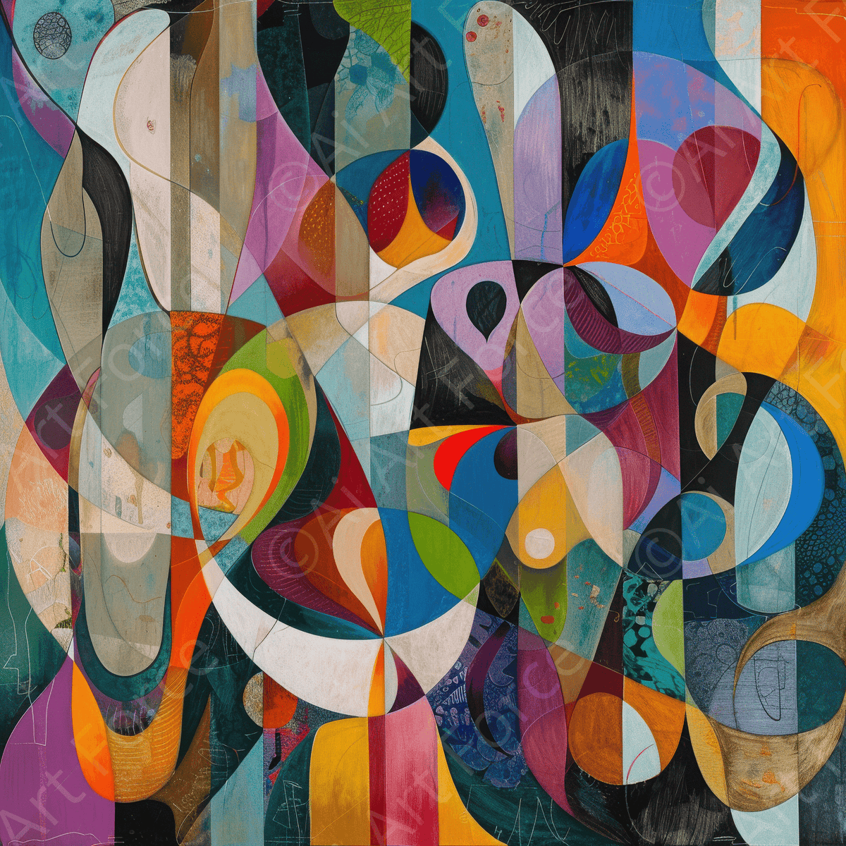 The Odd Fellows abstract art syle 7 - Shop Ai Art WebShop - Digital Art online Store