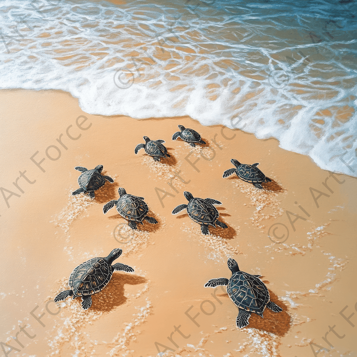 Turtles Nesting on a Sandy Beach 2 - Shop Ai Art WebShop - Digital Art online Store