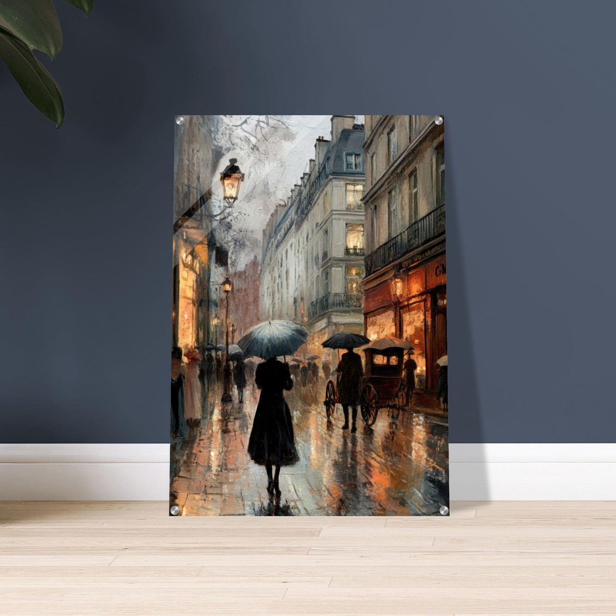 Urban Rain Scene A rainy Parisian street - Shop Ai Art WebShop - Digital Art online Store
