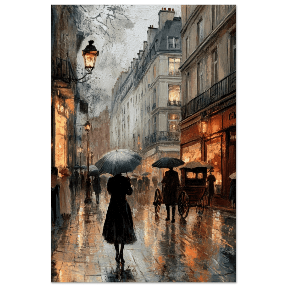 Urban Rain Scene A rainy Parisian street - Shop Ai Art WebShop - Digital Art online Store