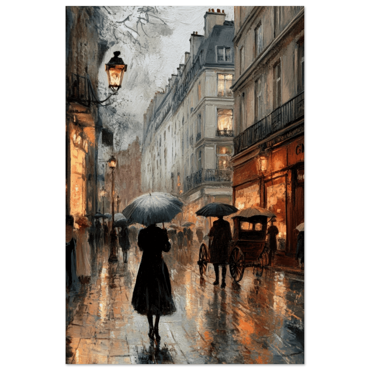 Urban Rain Scene A rainy Parisian street - Shop Ai Art WebShop - Digital Art online Store