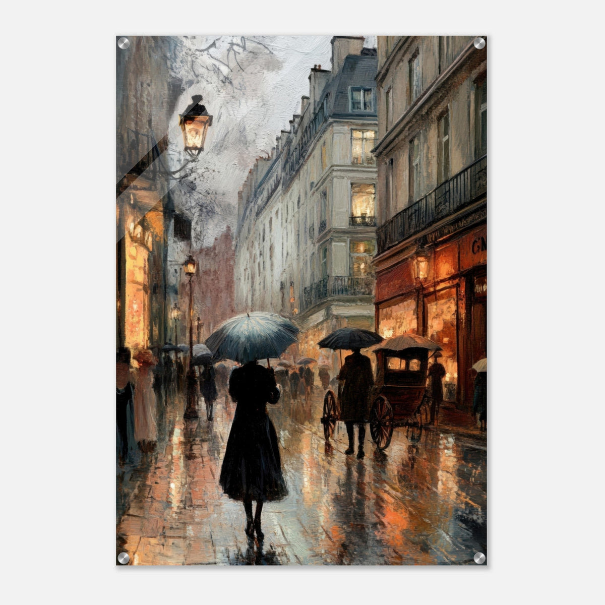 Urban Rain Scene A rainy Parisian street - Shop Ai Art WebShop - Digital Art online Store