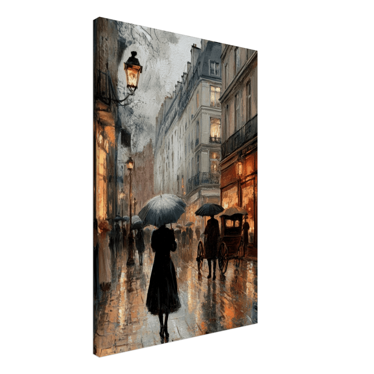 Urban Rain Scene A rainy Parisian street - Shop Ai Art WebShop - Digital Art online Store