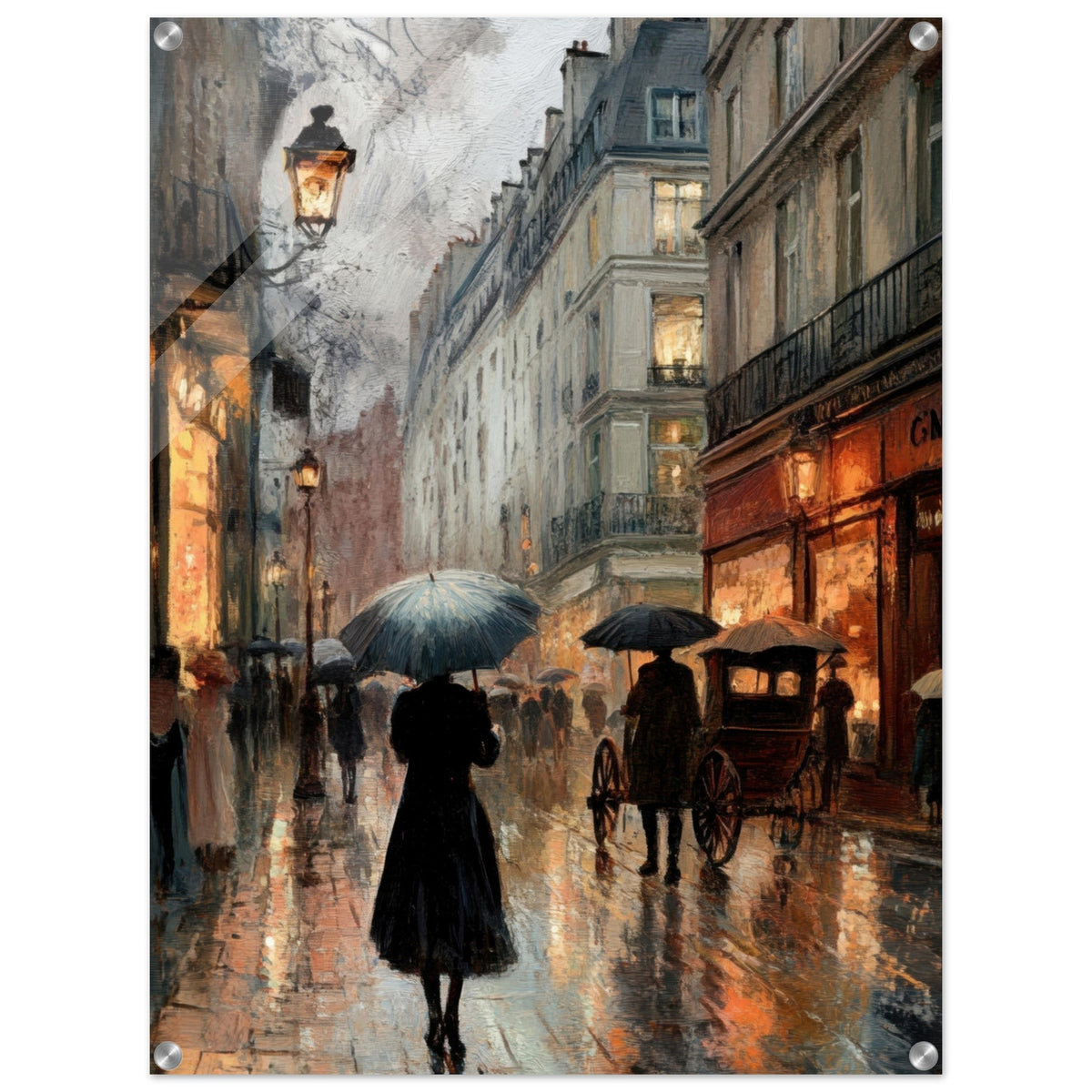 Urban Rain Scene A rainy Parisian street - Shop Ai Art WebShop - Digital Art online Store