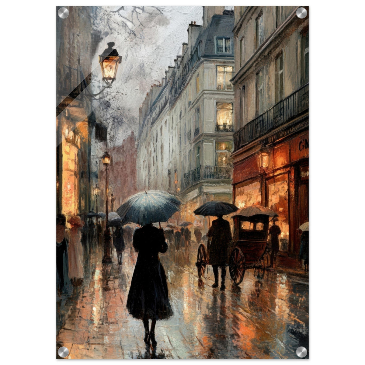 Urban Rain Scene A rainy Parisian street - Shop Ai Art WebShop - Digital Art online Store