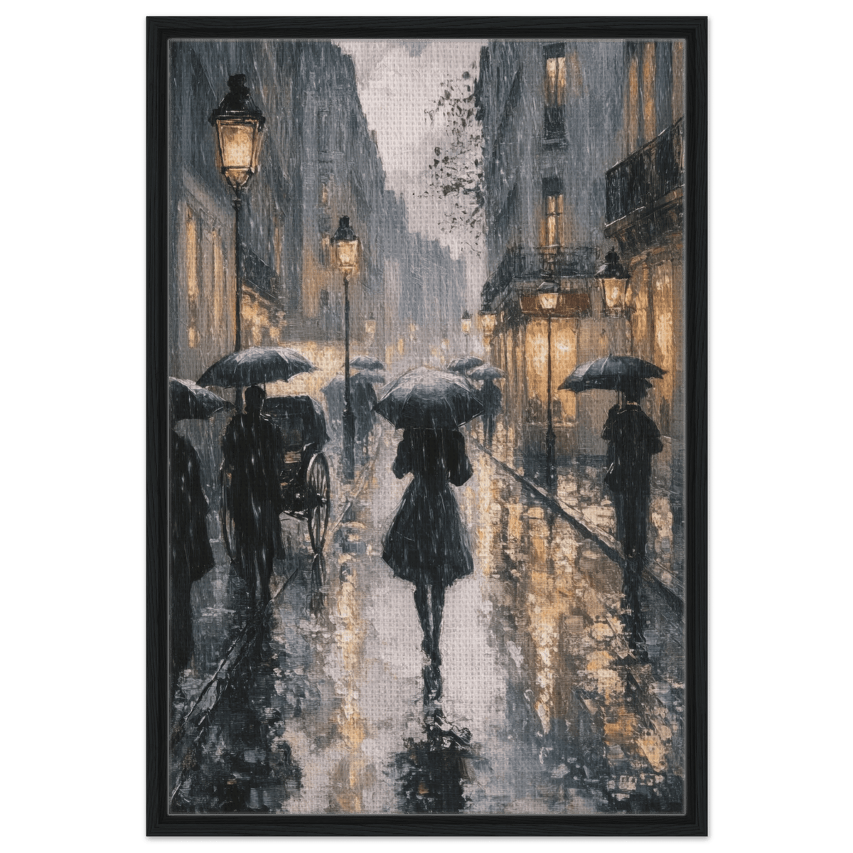 Urban Rain Scene A rainy Parisian street in the 3 - Shop Ai Art WebShop - Digital Art online Store