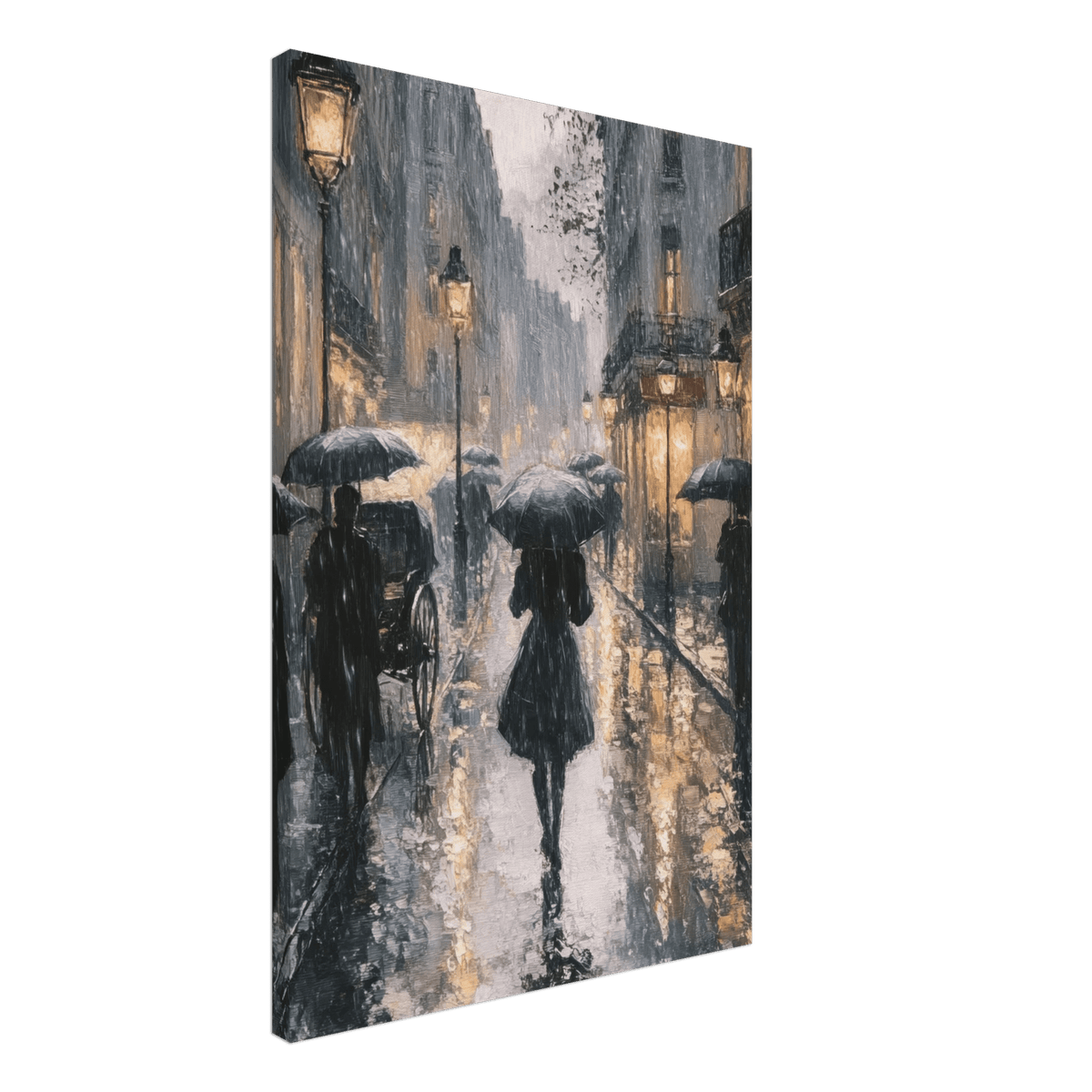 Urban Rain Scene A rainy Parisian street in the 3 - Shop Ai Art WebShop - Digital Art online Store
