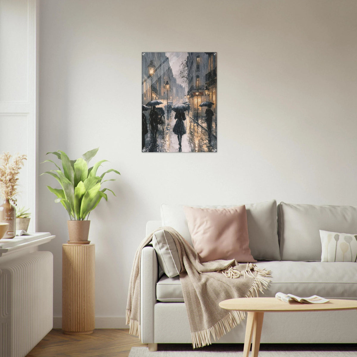 Urban Rain Scene A rainy Parisian street in the 3 - Shop Ai Art WebShop - Digital Art online Store
