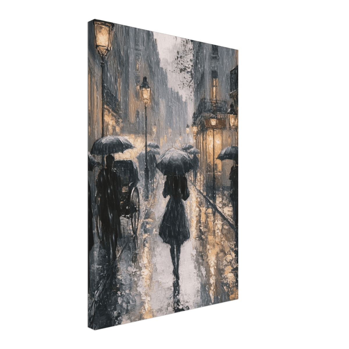 Urban Rain Scene A rainy Parisian street in the 3 - Shop Ai Art WebShop - Digital Art online Store