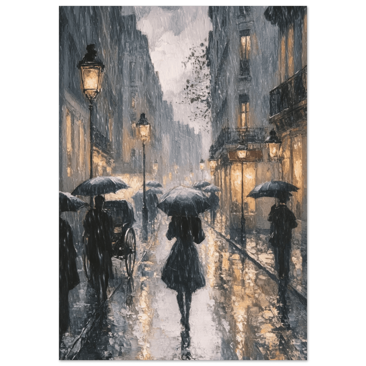Urban Rain Scene A rainy Parisian street in the 3 - Shop Ai Art WebShop - Digital Art online Store