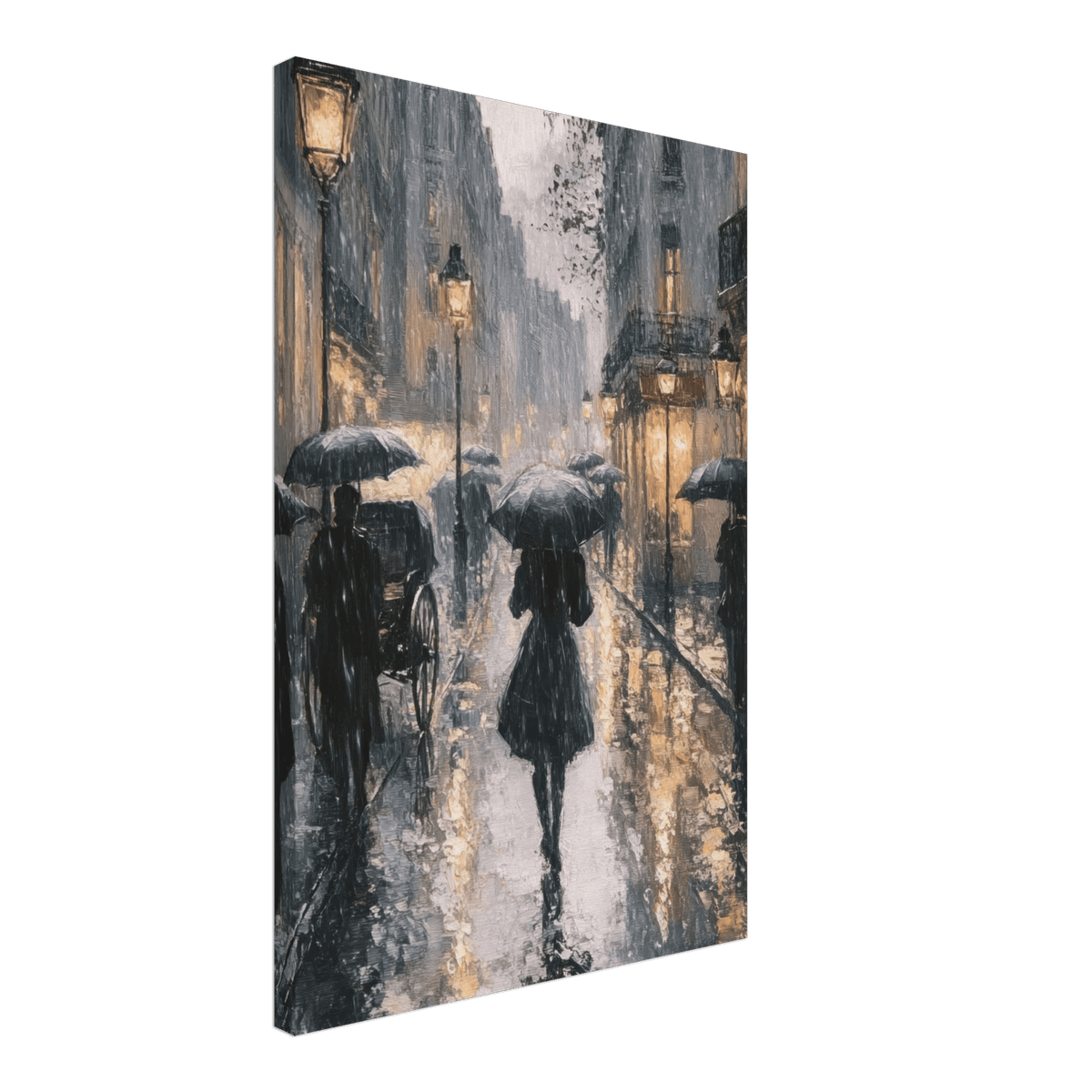 Urban Rain Scene A rainy Parisian street in the 3 - Shop Ai Art WebShop - Digital Art online Store