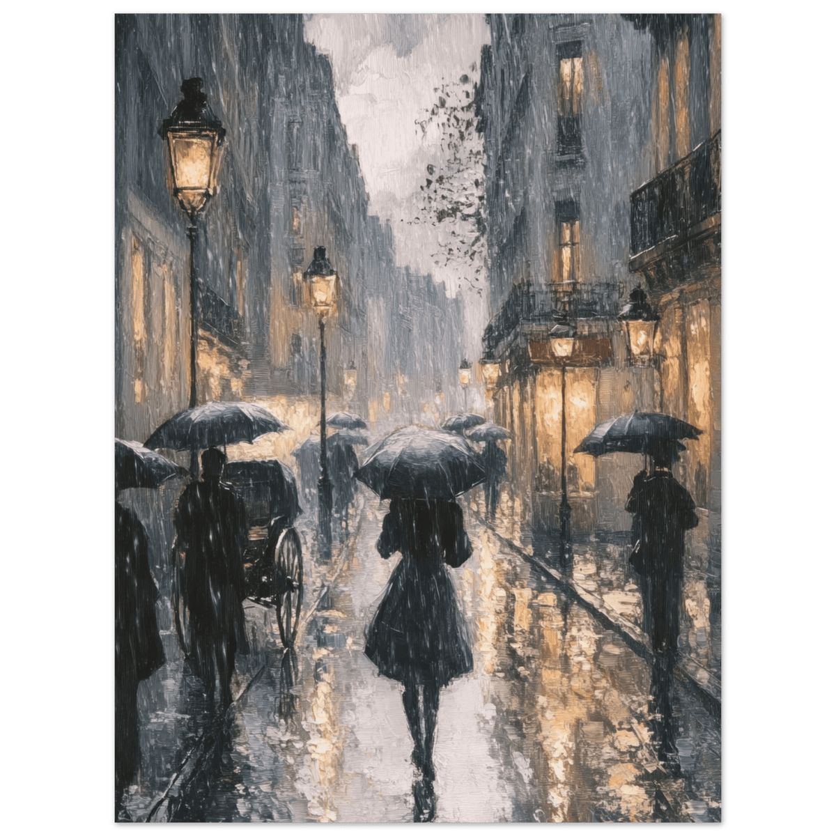 Urban Rain Scene A rainy Parisian street in the 3 - Shop Ai Art WebShop - Digital Art online Store