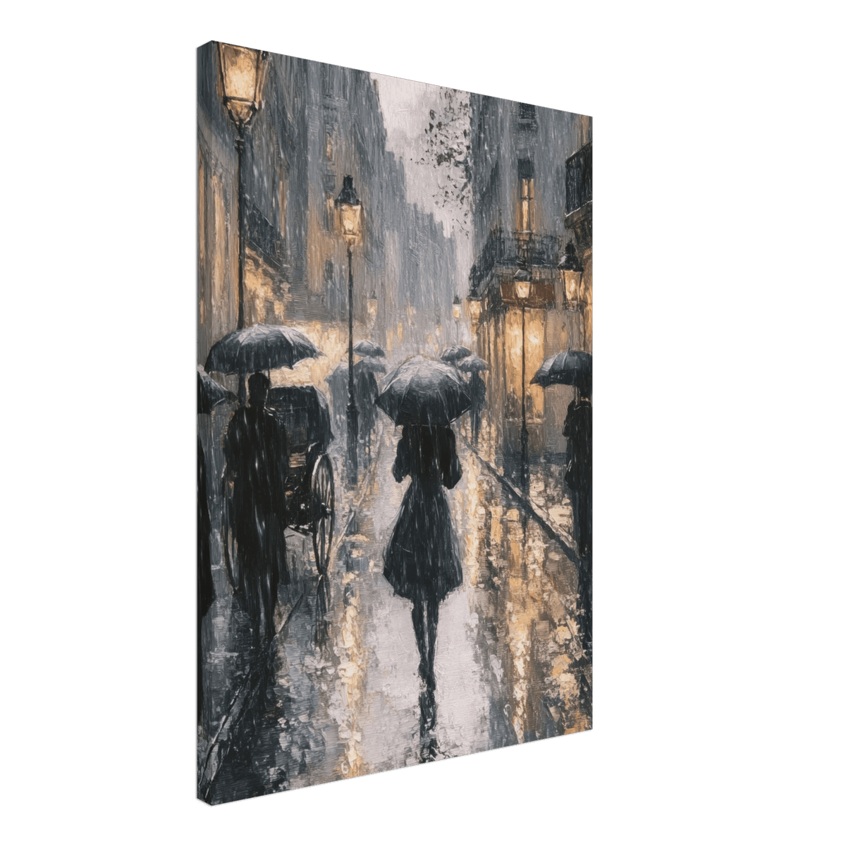 Urban Rain Scene A rainy Parisian street in the 3 - Shop Ai Art WebShop - Digital Art online Store