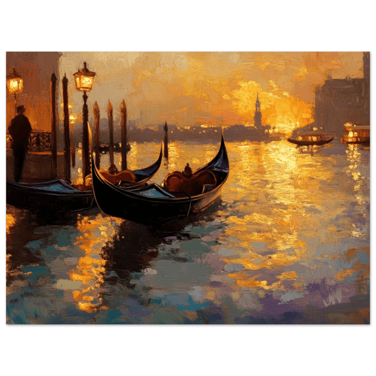 Venetian Gondolas at Dusk A romantic view - Shop Ai Art WebShop - Digital Art online Store