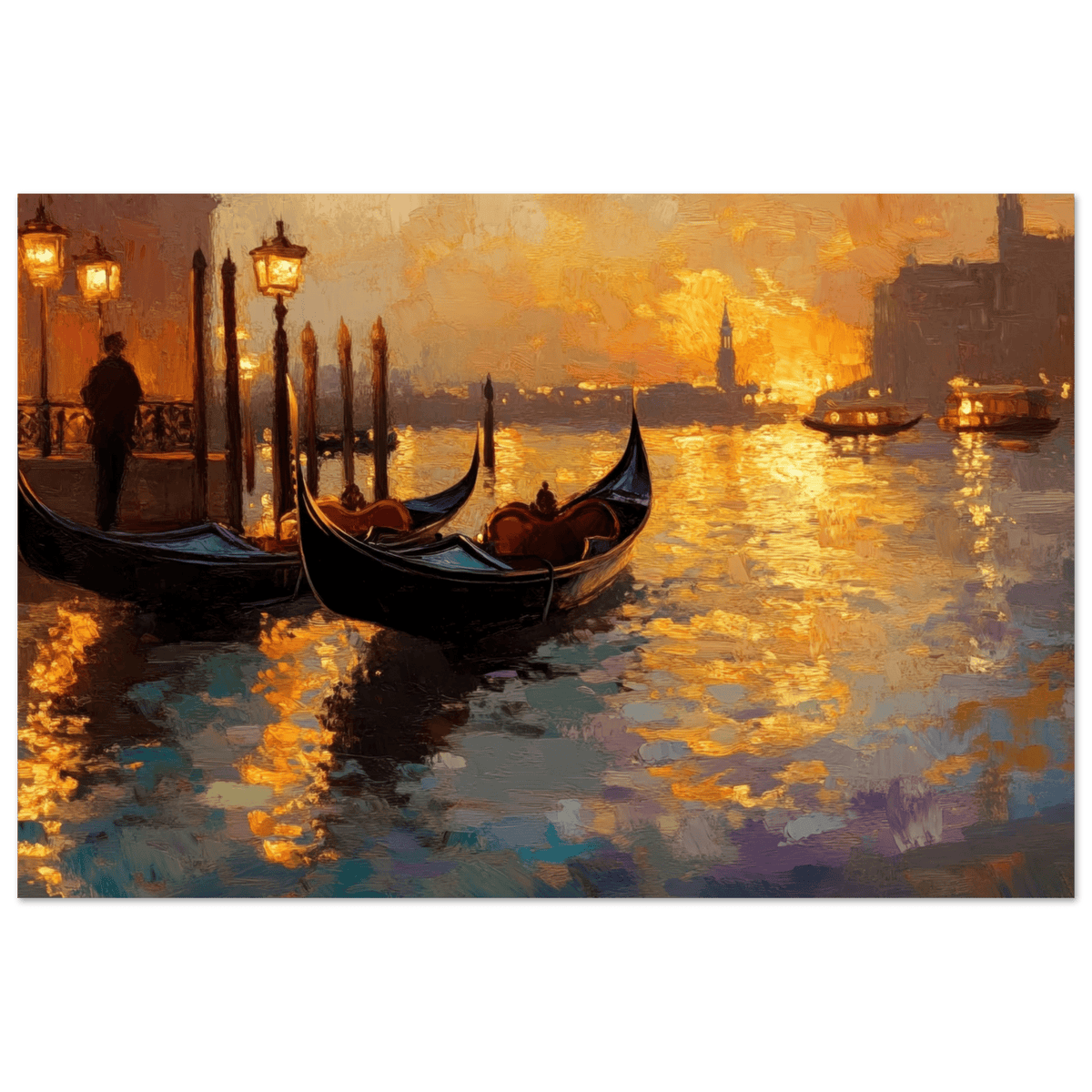 Venetian Gondolas at Dusk A romantic view - Shop Ai Art WebShop - Digital Art online Store