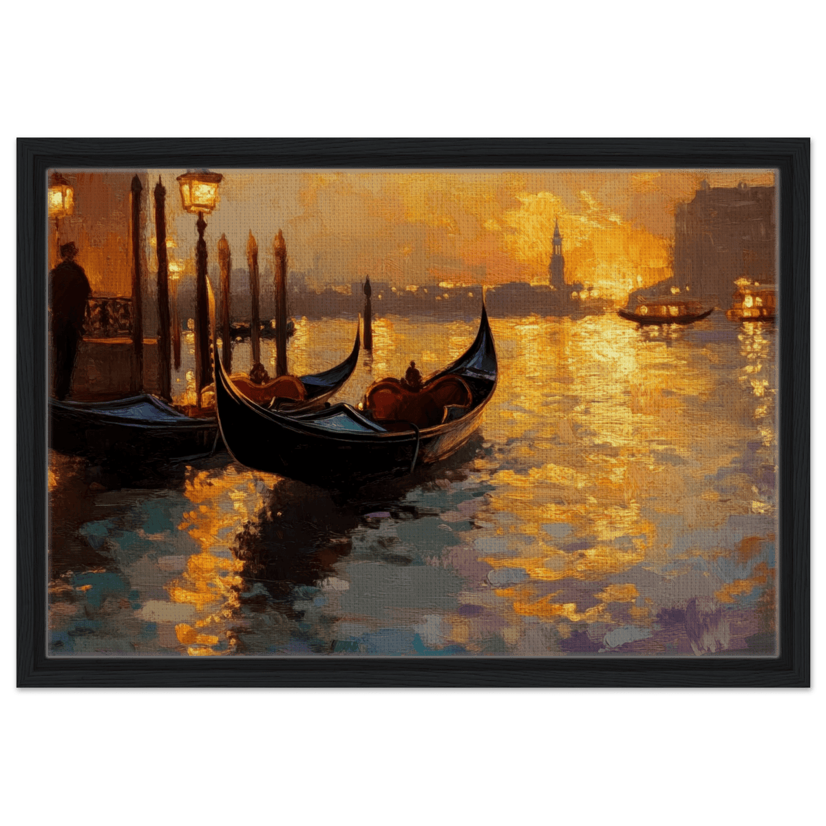 Venetian Gondolas at Dusk A romantic view - Shop Ai Art WebShop - Digital Art online Store