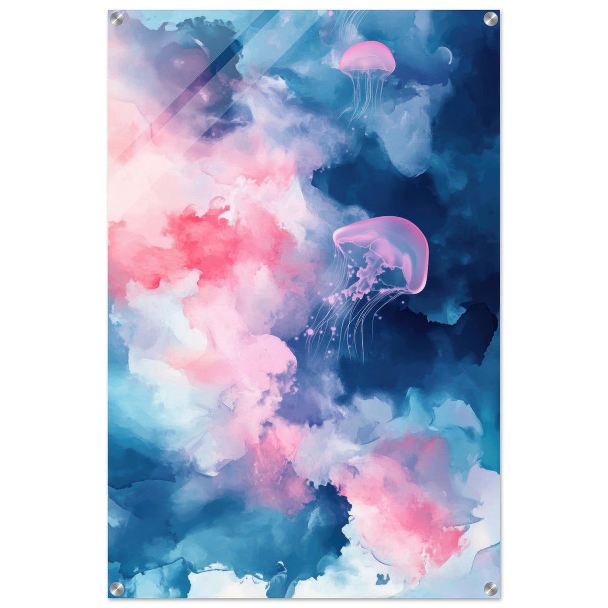 Watercolor Jellyfish Drift Graceful jellyfish - Shop Ai Art WebShop - Digital Art online Store