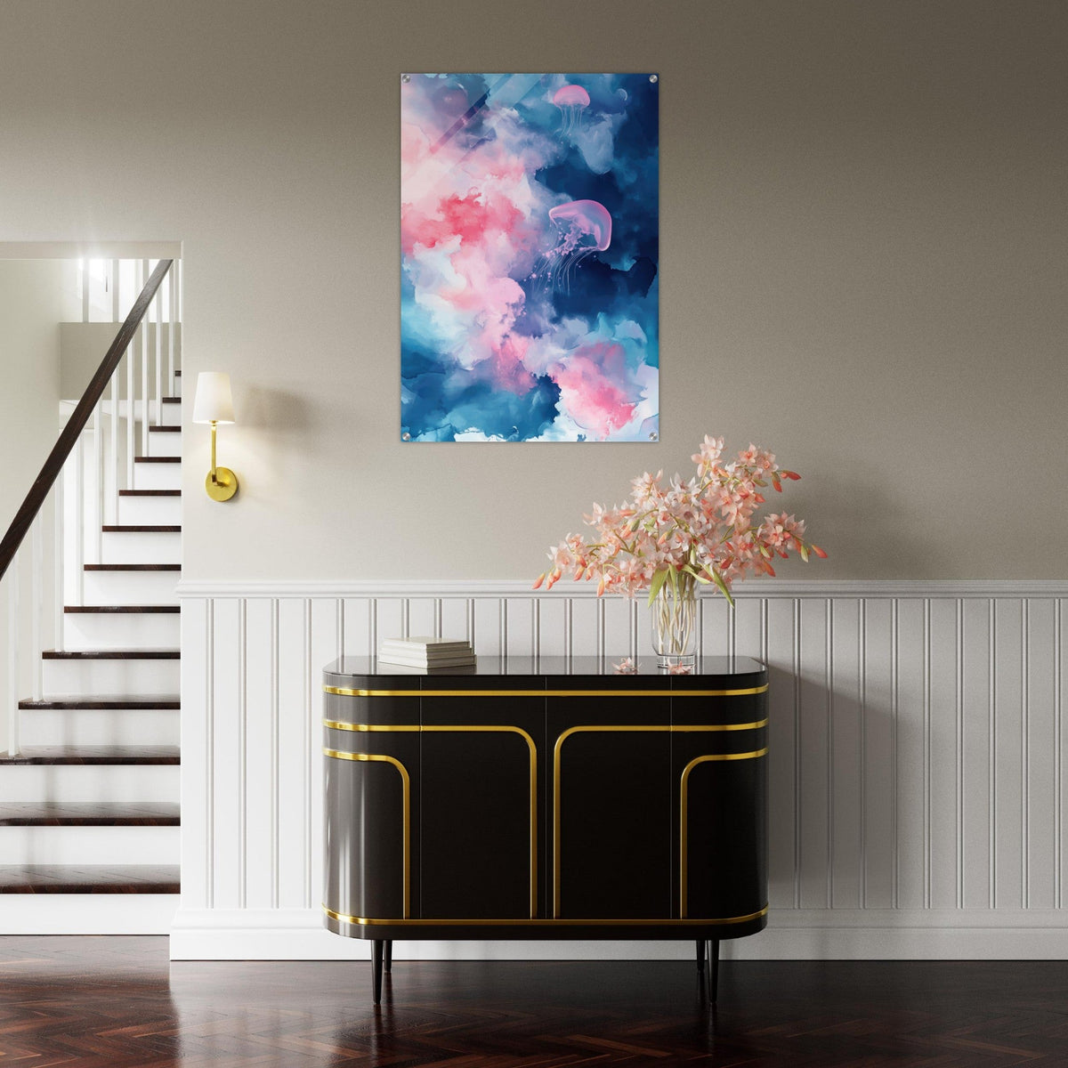 Watercolor Jellyfish Drift Graceful jellyfish - Shop Ai Art WebShop - Digital Art online Store