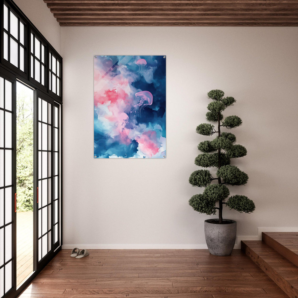 Watercolor Jellyfish Drift Graceful jellyfish - Shop Ai Art WebShop - Digital Art online Store