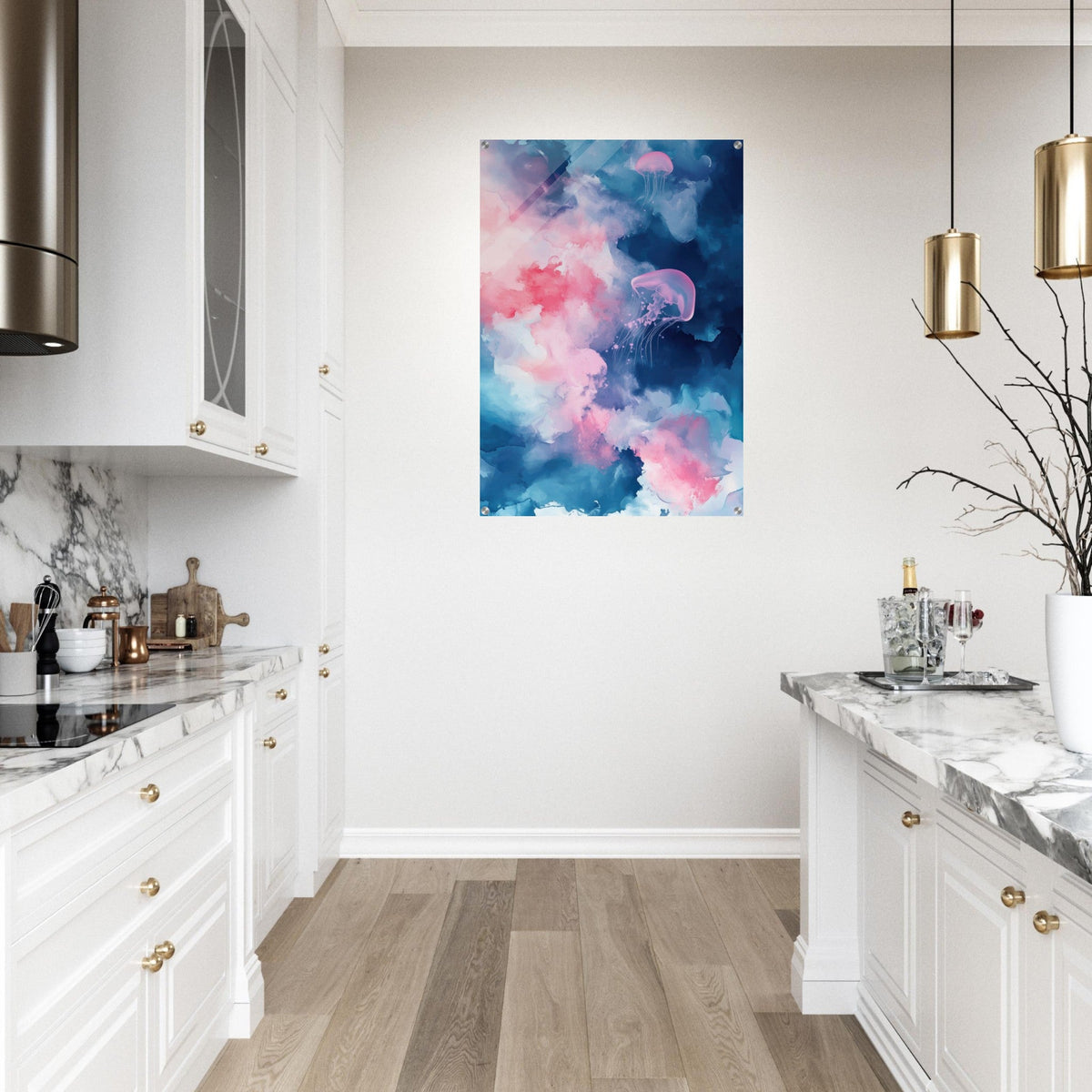 Watercolor Jellyfish Drift Graceful jellyfish - Shop Ai Art WebShop - Digital Art online Store