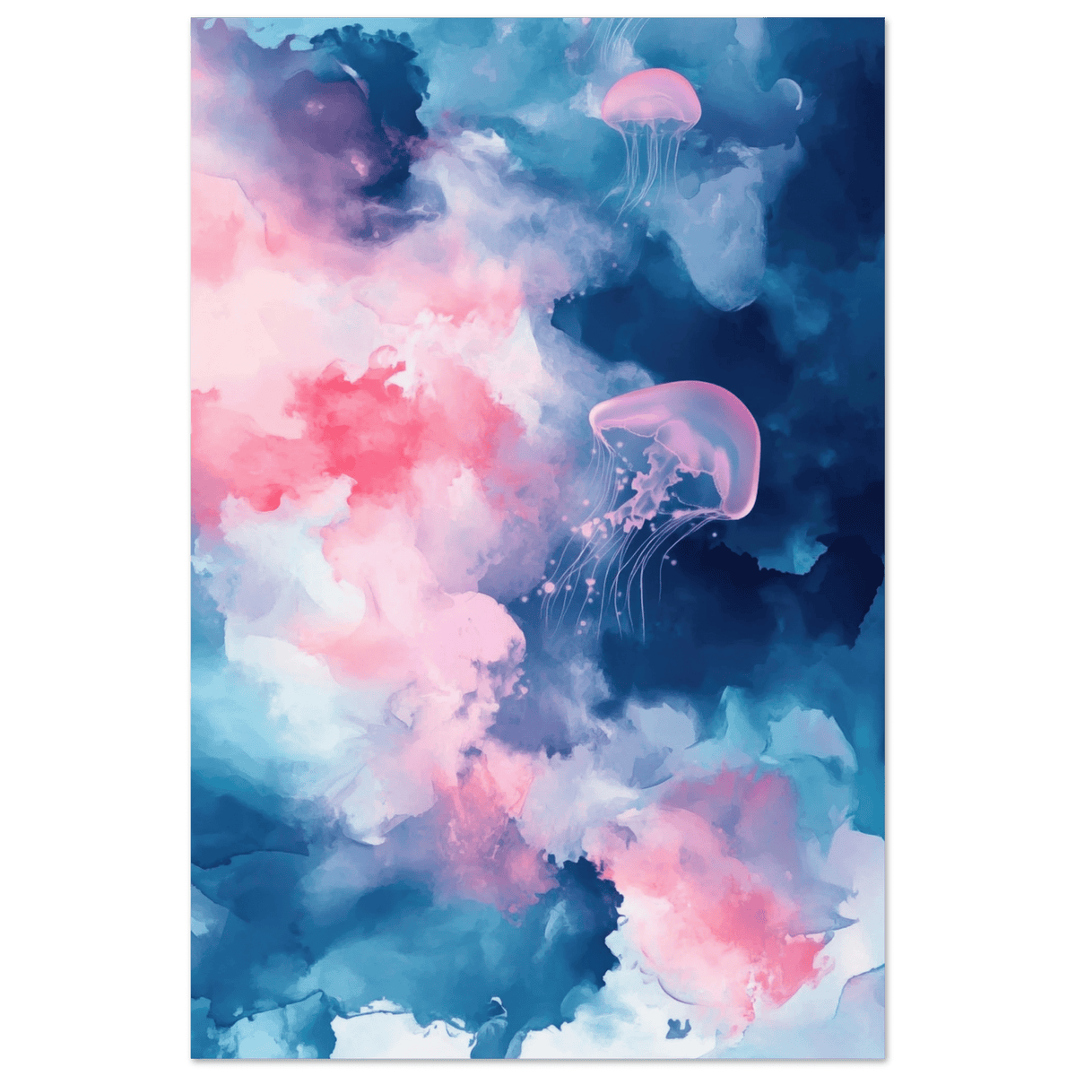 Watercolor Jellyfish Drift Graceful jellyfish - Shop Ai Art WebShop - Digital Art online Store