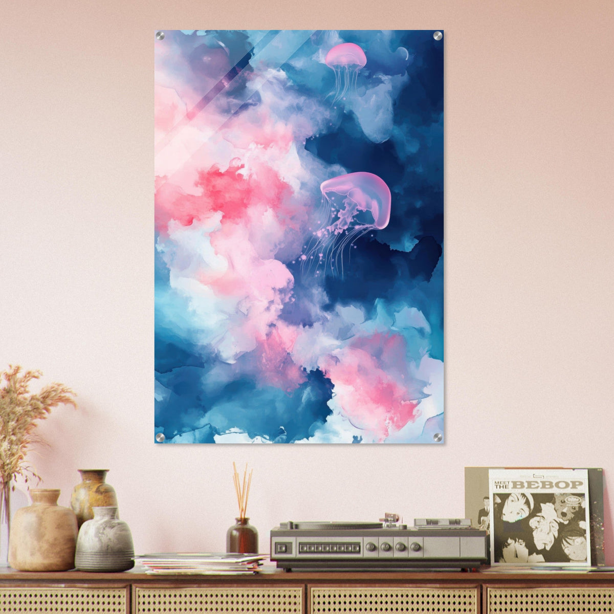 Watercolor Jellyfish Drift Graceful jellyfish - Shop Ai Art WebShop - Digital Art online Store
