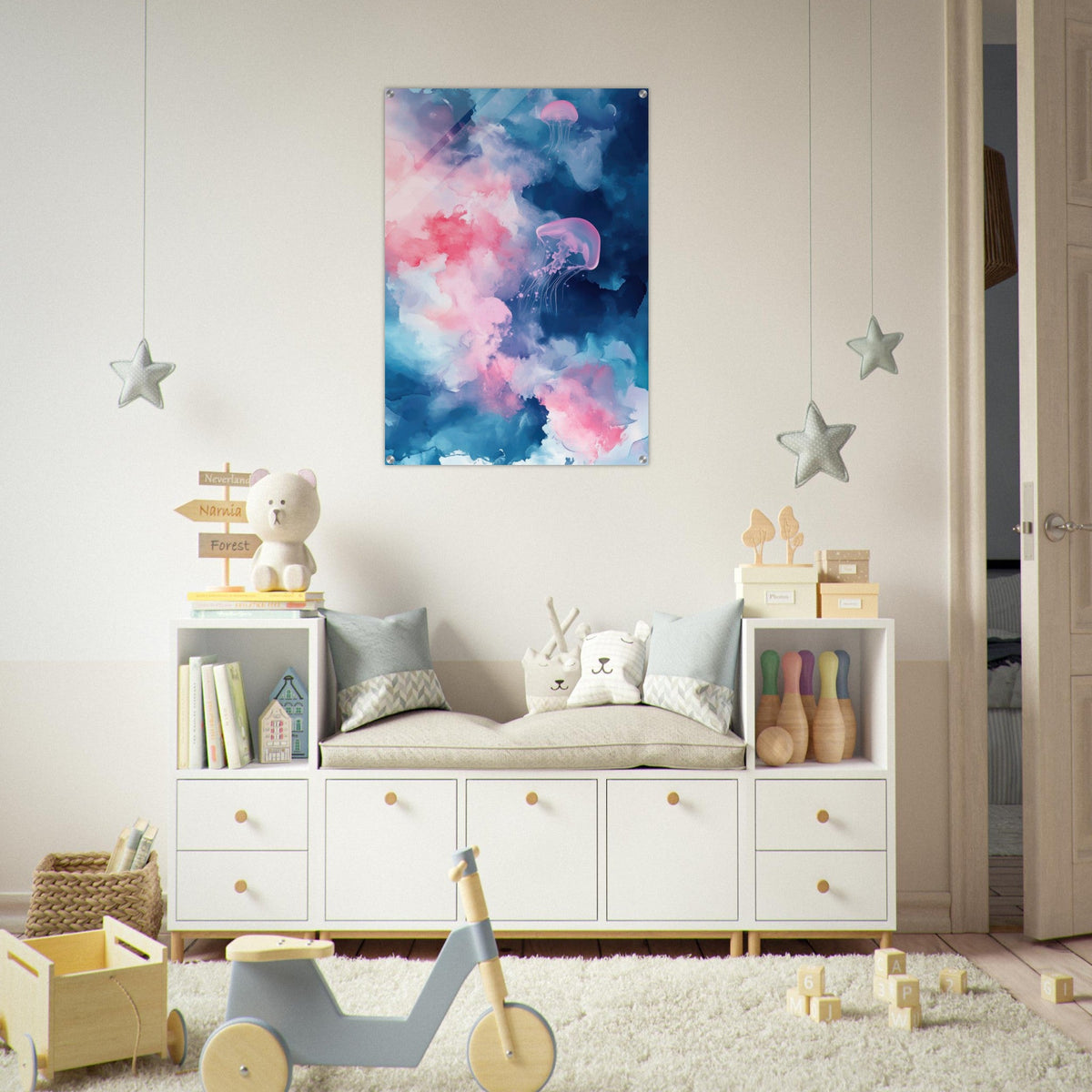 Watercolor Jellyfish Drift Graceful jellyfish - Shop Ai Art WebShop - Digital Art online Store