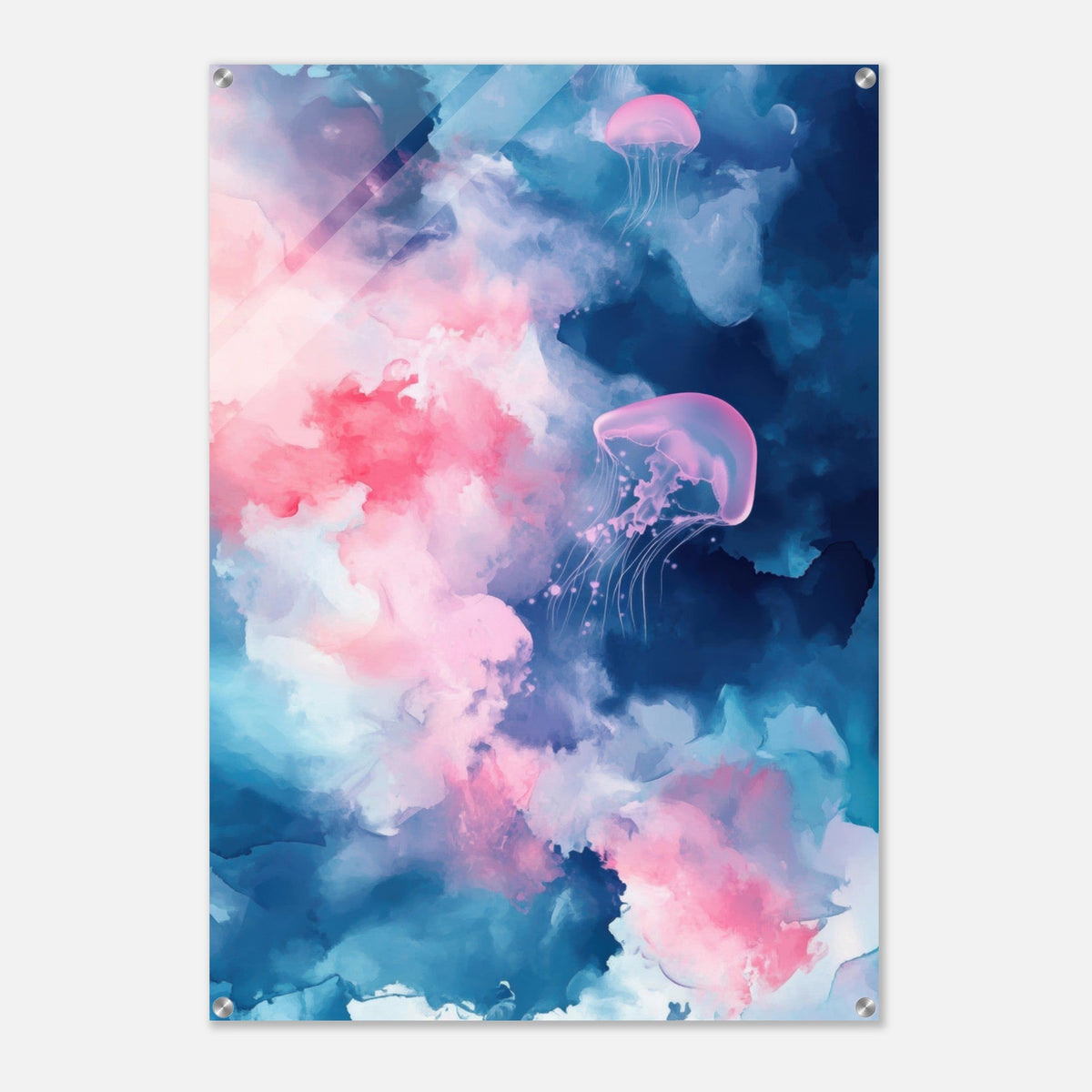 Watercolor Jellyfish Drift Graceful jellyfish - Shop Ai Art WebShop - Digital Art online Store