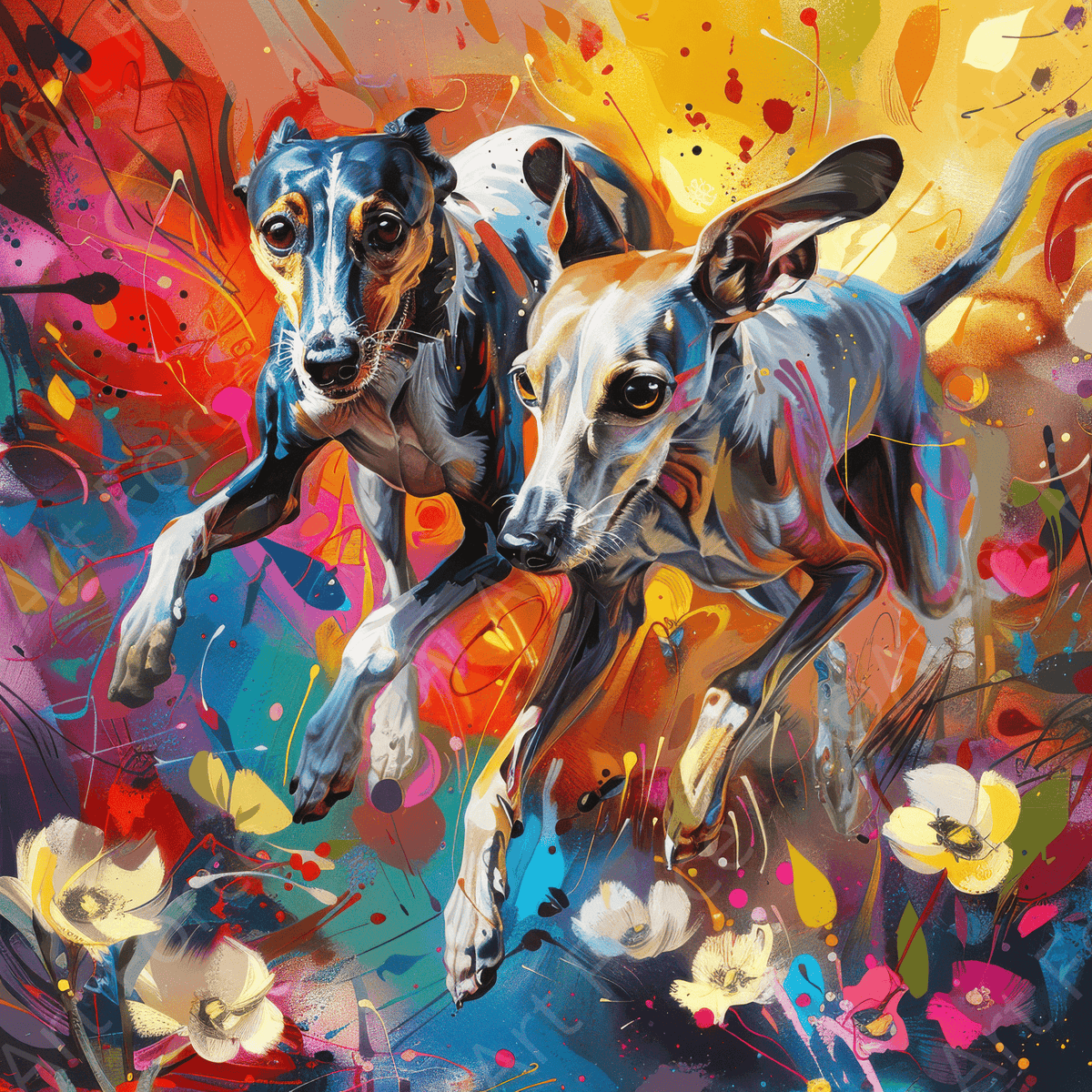 Whippets love playing 3 - Shop Ai Art WebShop - Digital Art online Store
