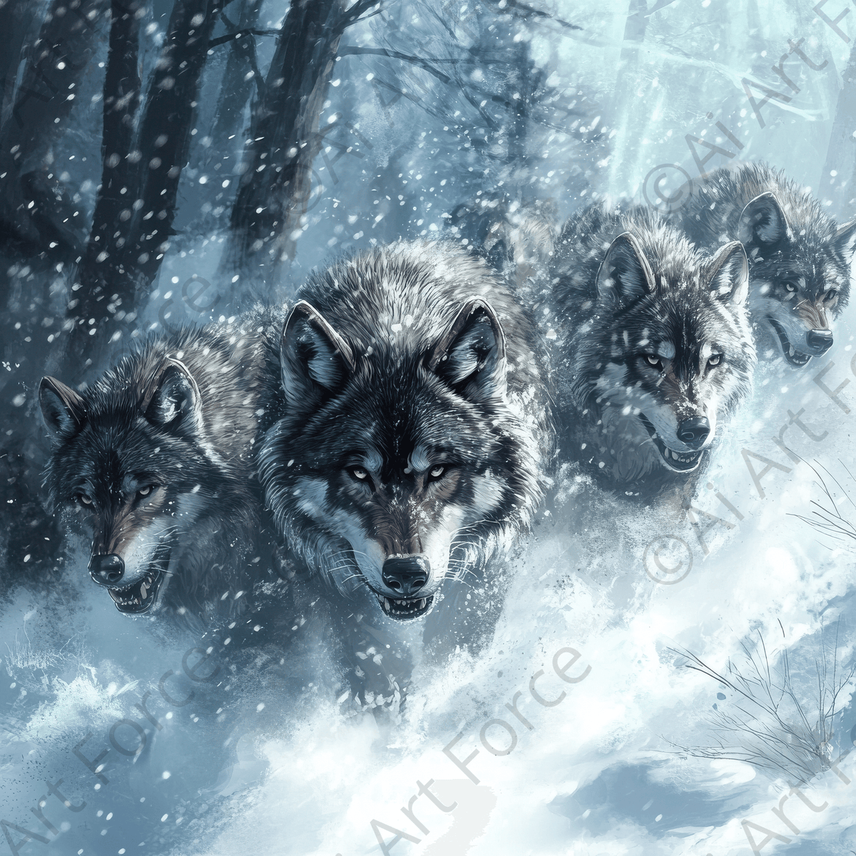 Wolf Pack in the Snowy Wilderness 2 - Shop Ai Art WebShop - Digital Art online Store