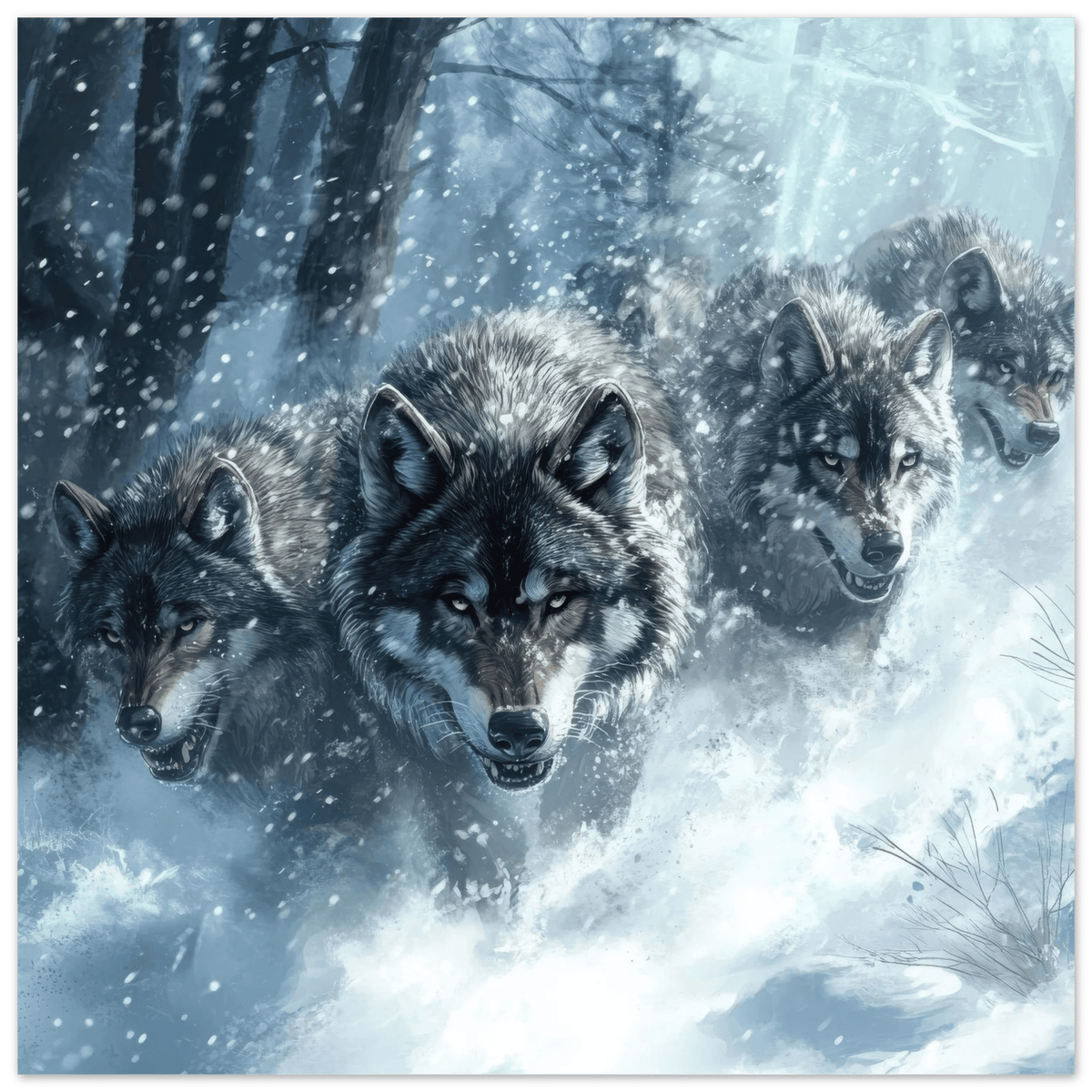 Wolf Pack in the Snowy Wilderness - Shop Ai Art WebShop - Digital Art online Store