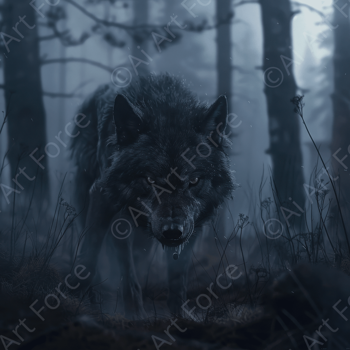 Wolf right before attacking his prey - Shop Ai Art WebShop - Digital Art online Store